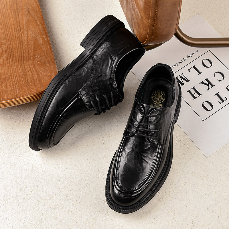 1720皮鞋男新款商务正装男士休闲圆头系带百搭潮流时尚软底软皮鞋