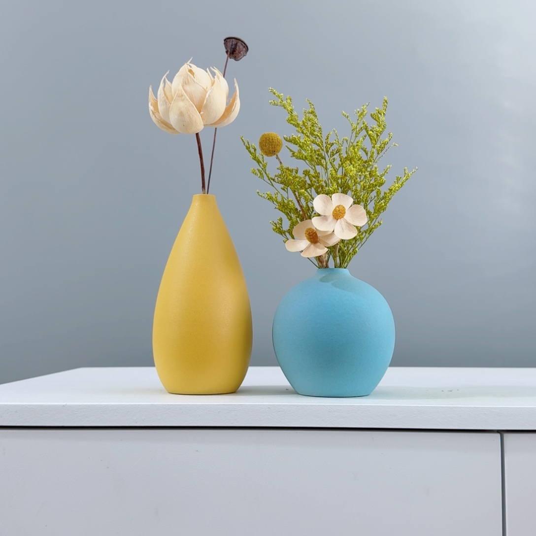 摆件陶瓷小花瓶摆件含花总高约20-30cm