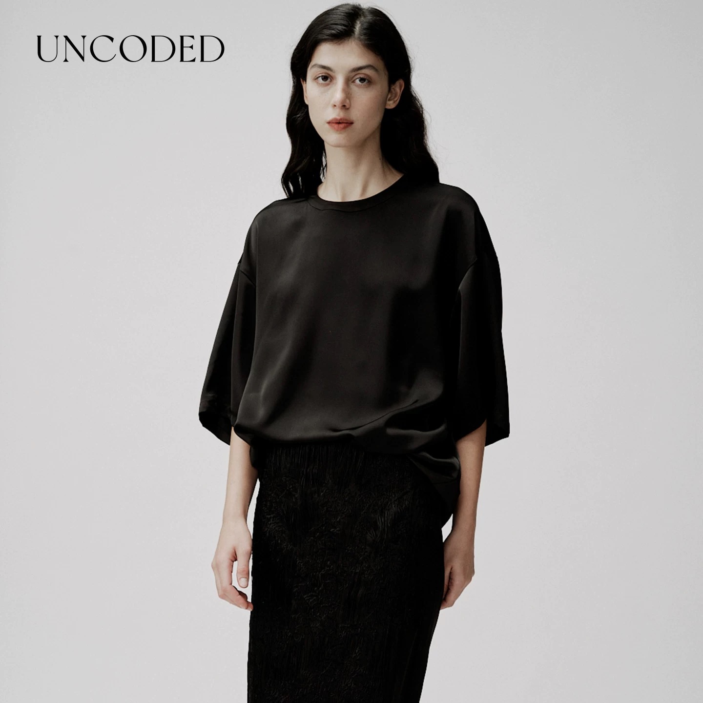 UNCODED 宽松七分袖透气打底复古设计感老钱风上衣