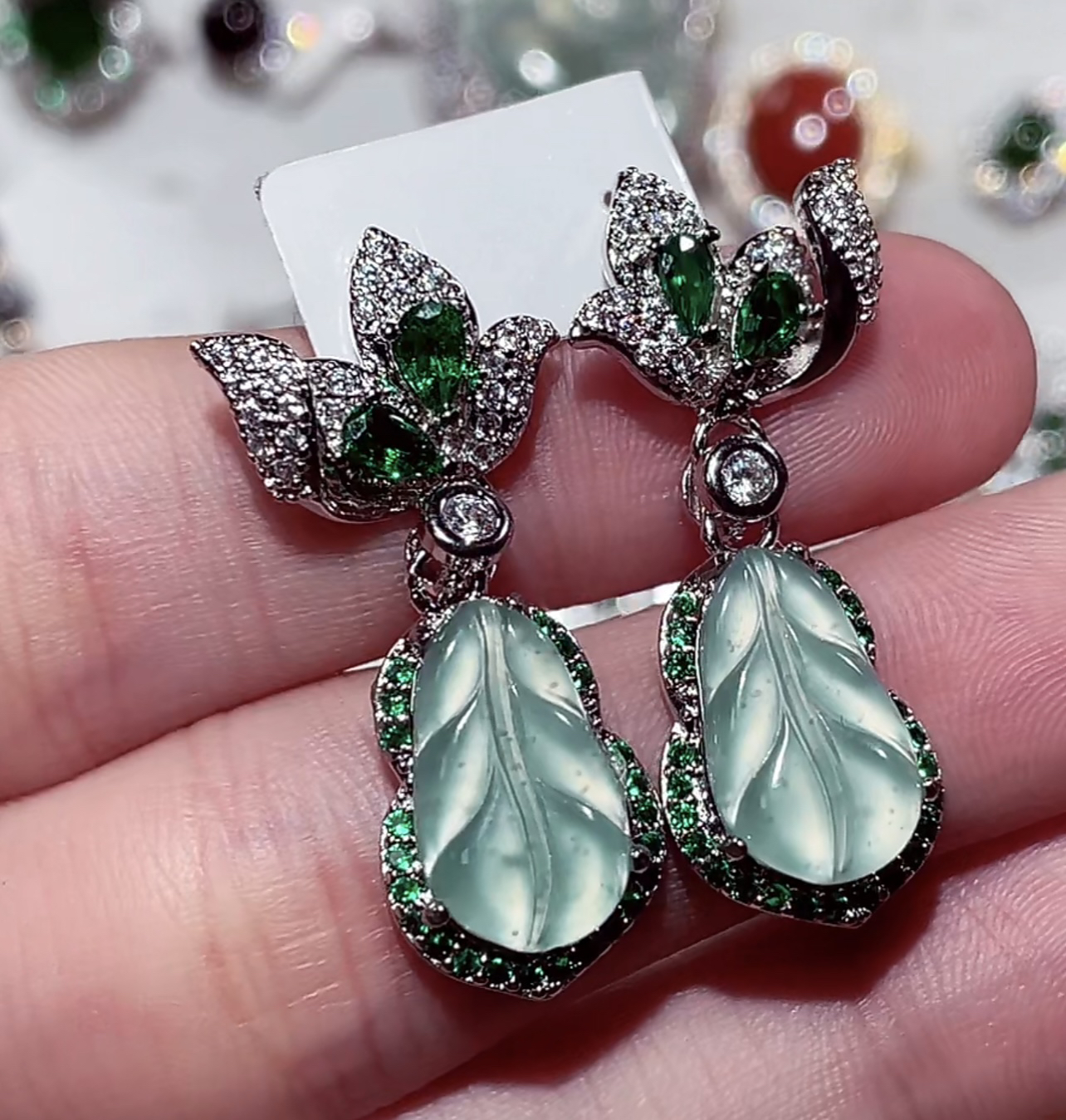 天然翡翠A货耳挂