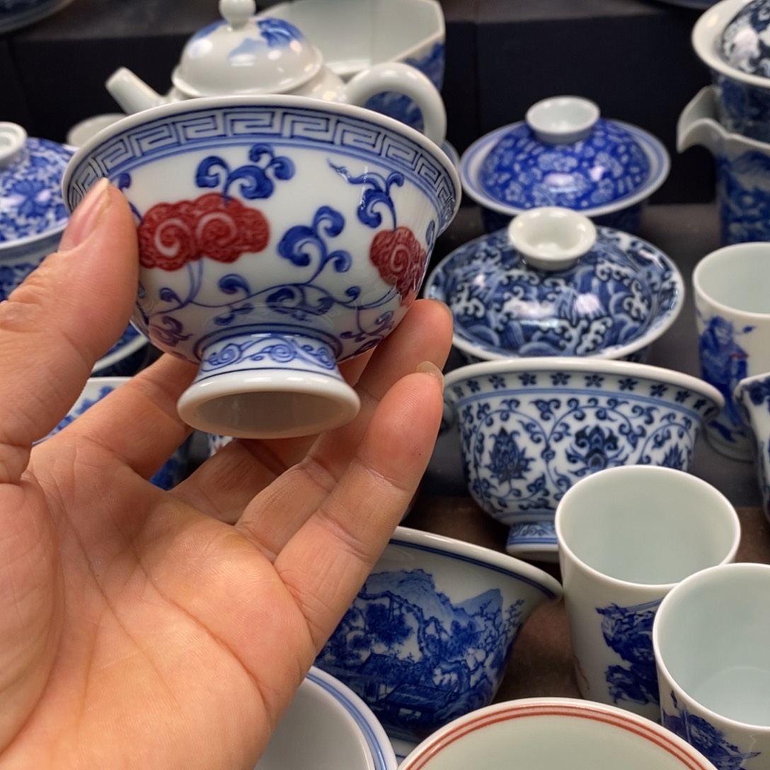 景德镇柴青花釉里红