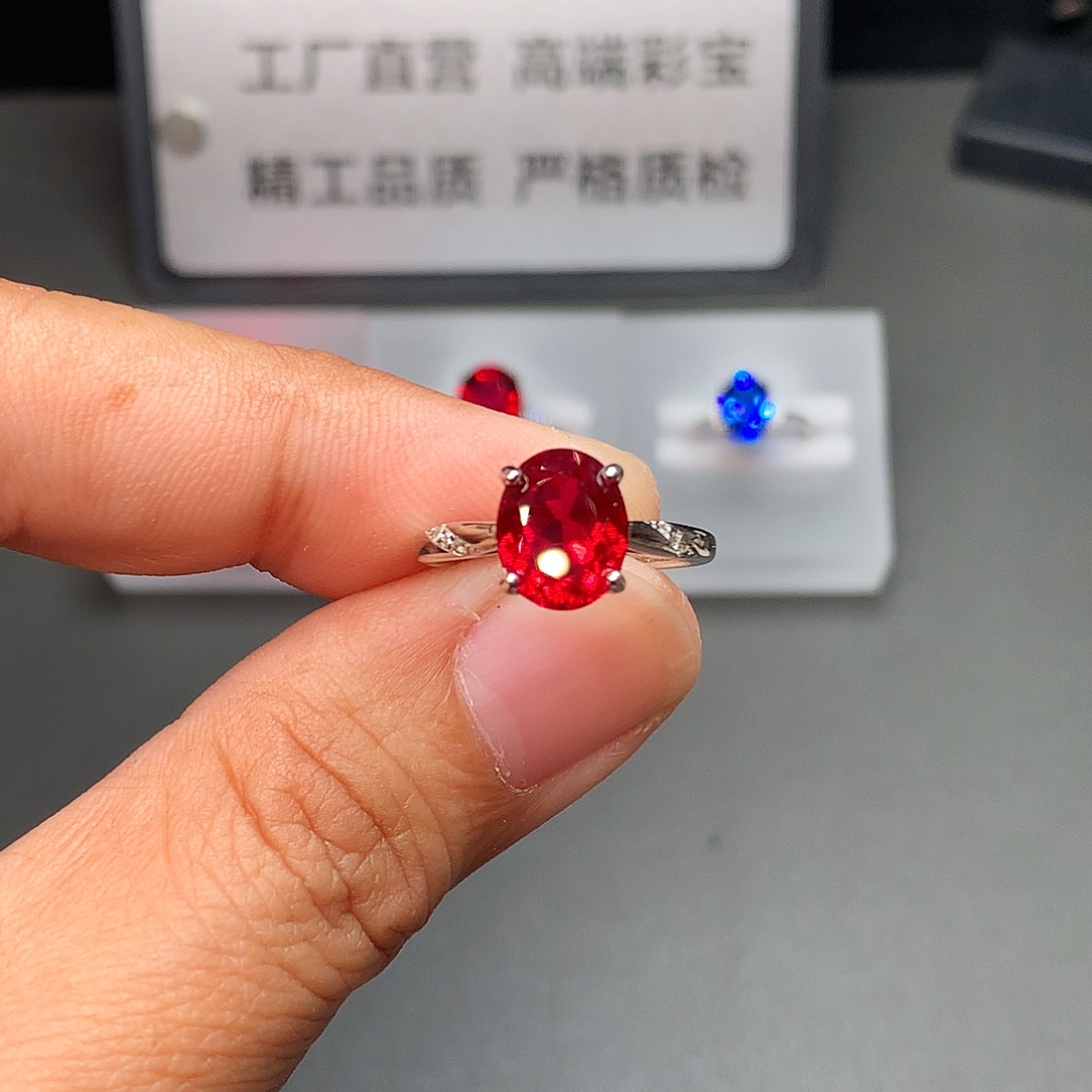 红宝石银S925镶嵌戒指