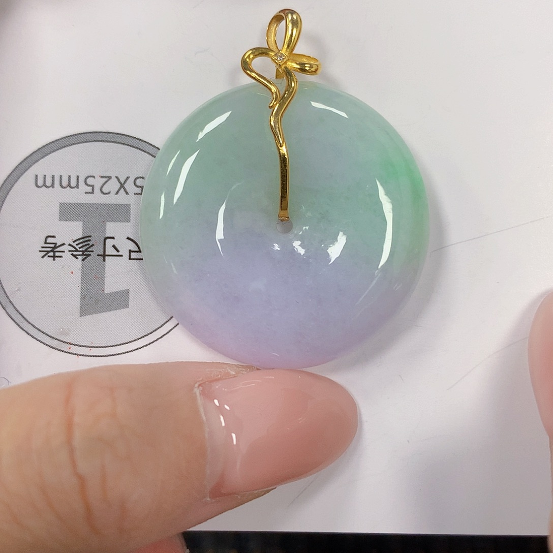 翡翠18K金镶嵌颈饰天然翡翠a货 百元以上9米证书费自理