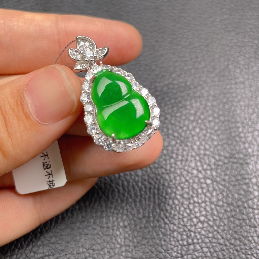 翡翠吊坠(不含链)银S925镶嵌