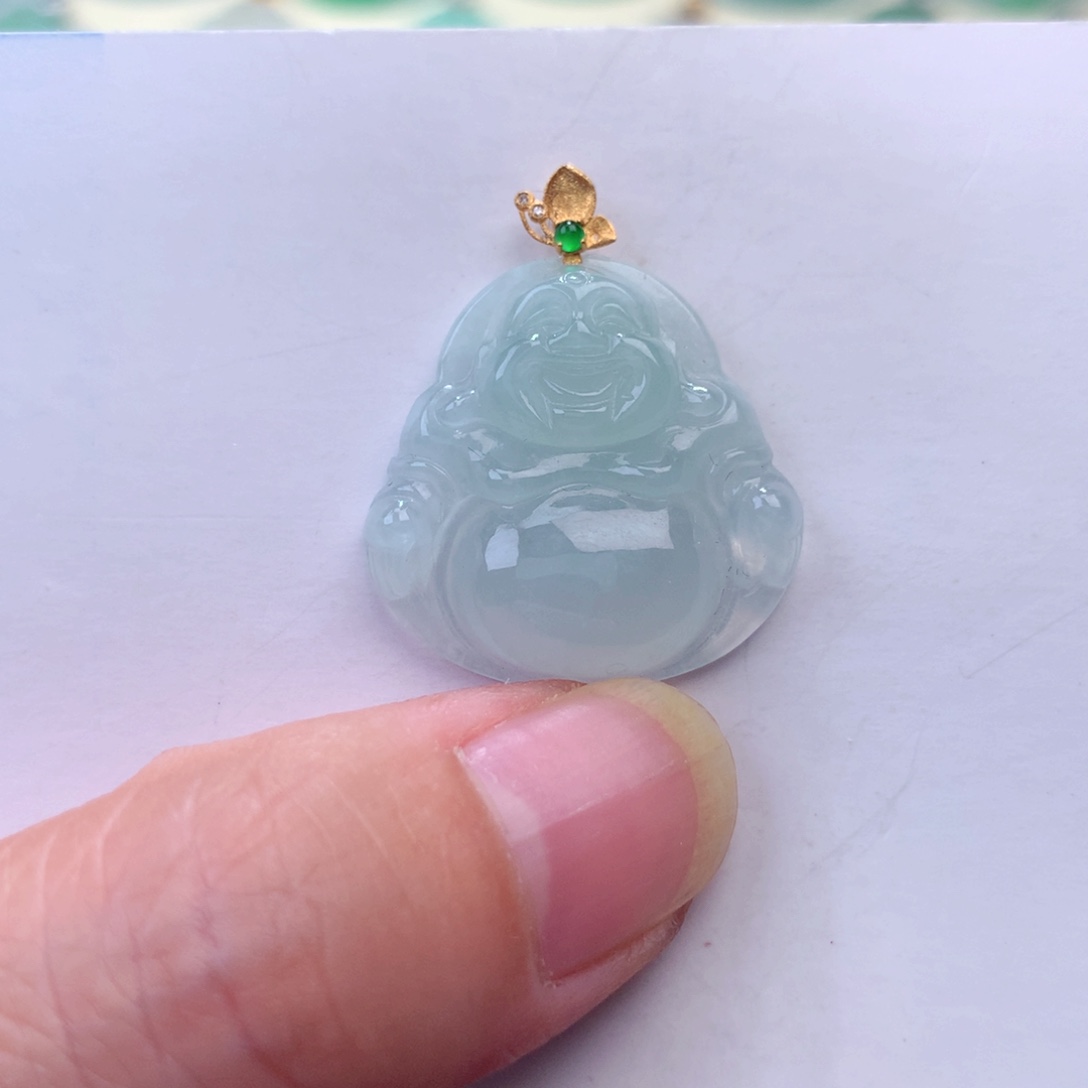 翡翠吊坠(不含链)18K金镶嵌