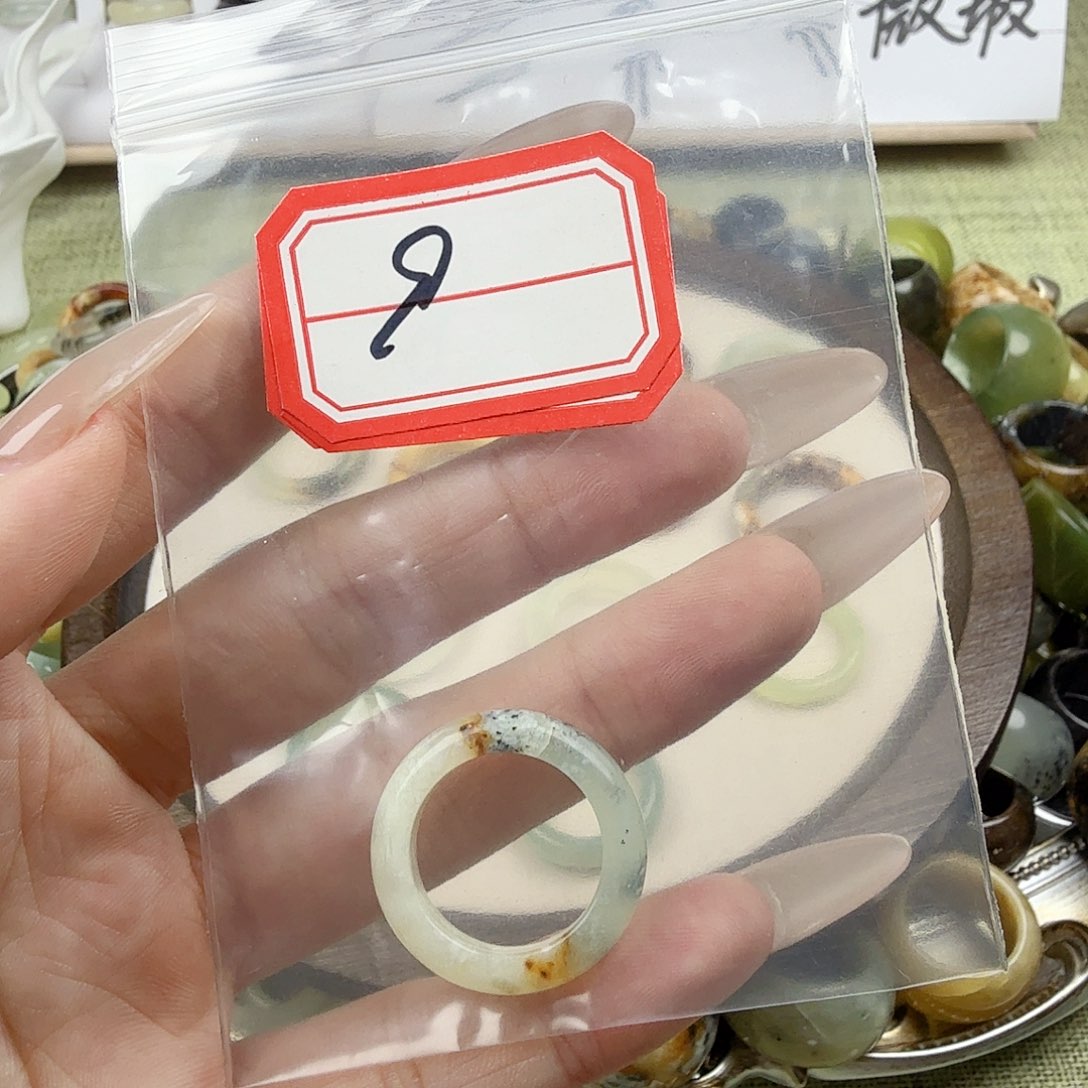 蛇纹石玉合金戒指9