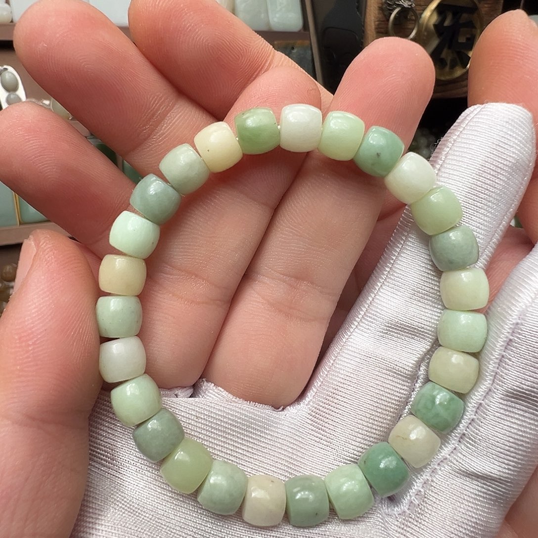 和田玉未镶嵌手串新疆黑羊洞碧玉多宝8mm直切货尾福利26