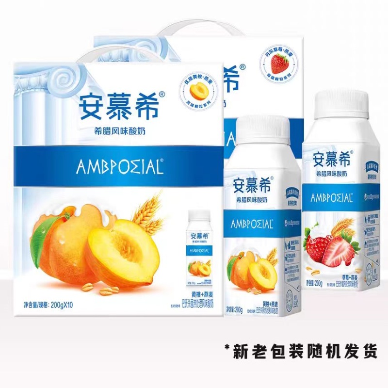伊利安慕希黄桃燕麦草莓燕麦风味酸奶200g*10
