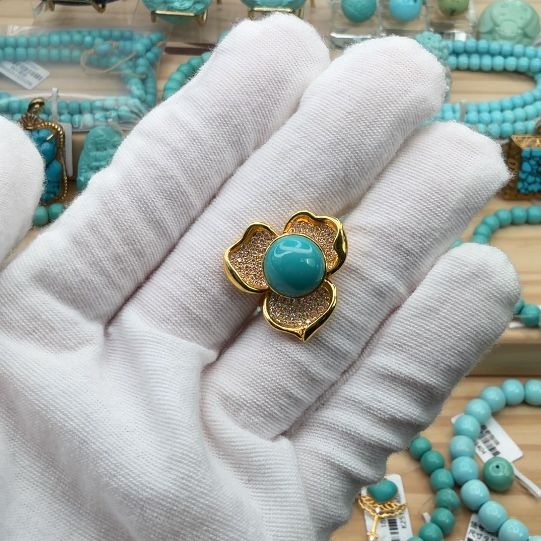 绿松石18K金镶嵌珠宝奇石