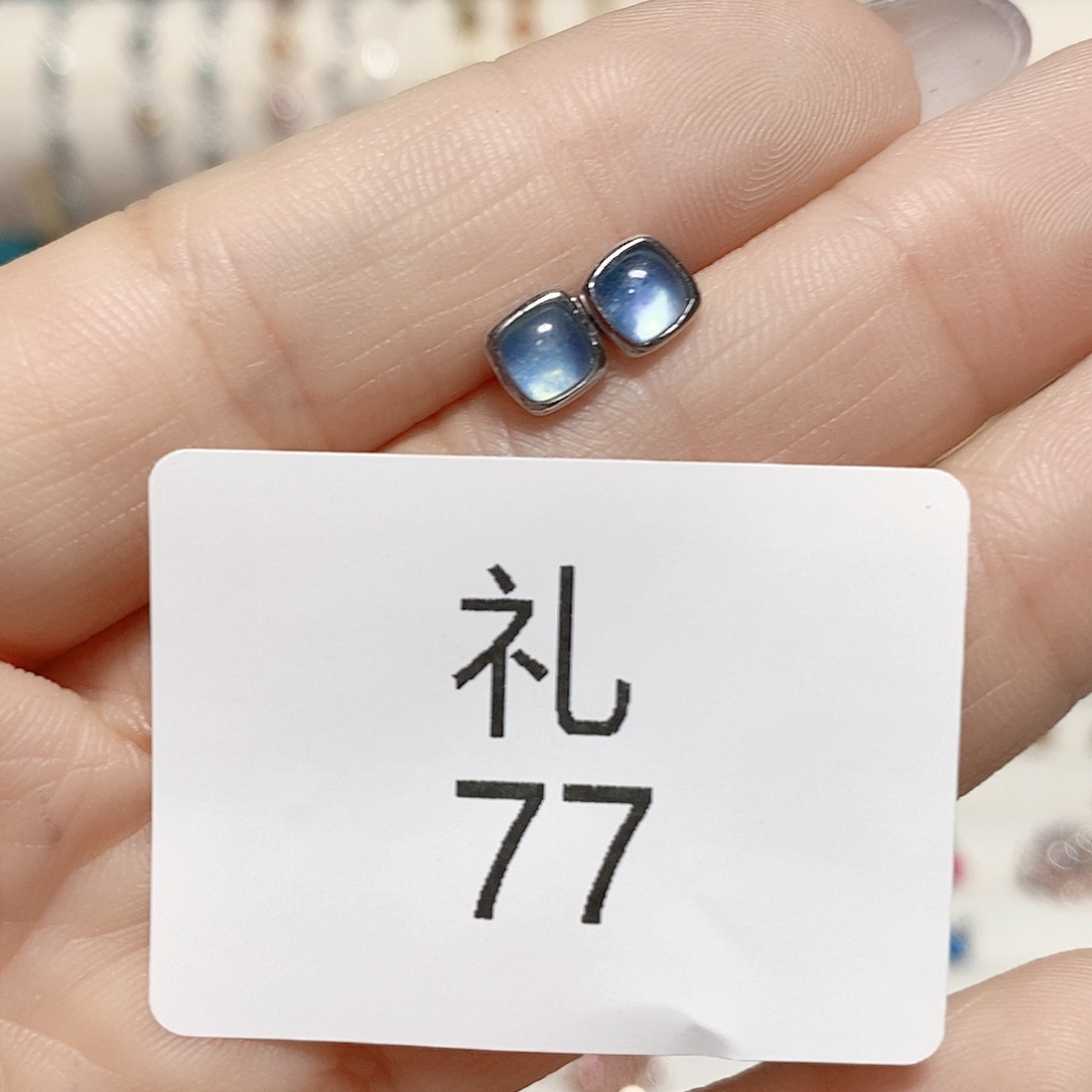 海蓝宝石耳坠银S925镶嵌礼77