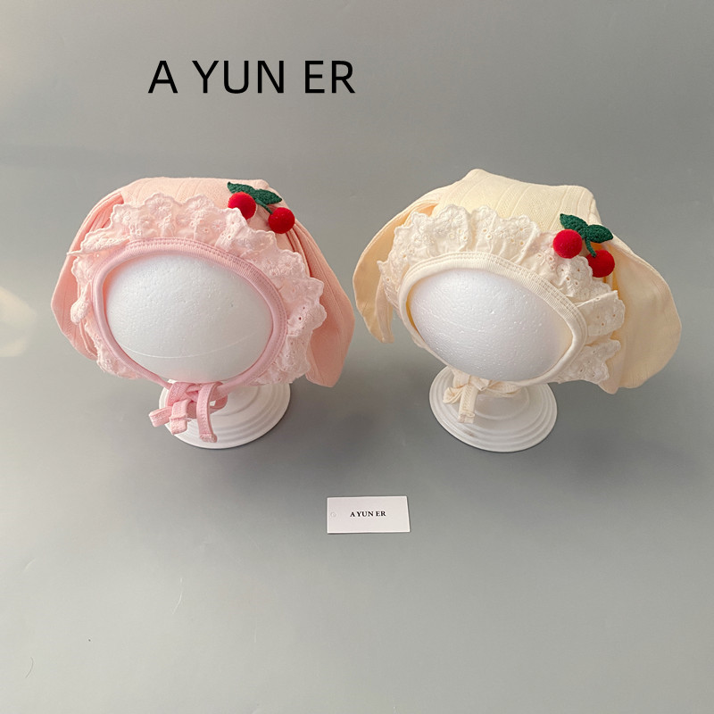 宝宝帽子春秋季婴儿女洋气公主花边宫廷帽甜美公主风小月龄护耳帽