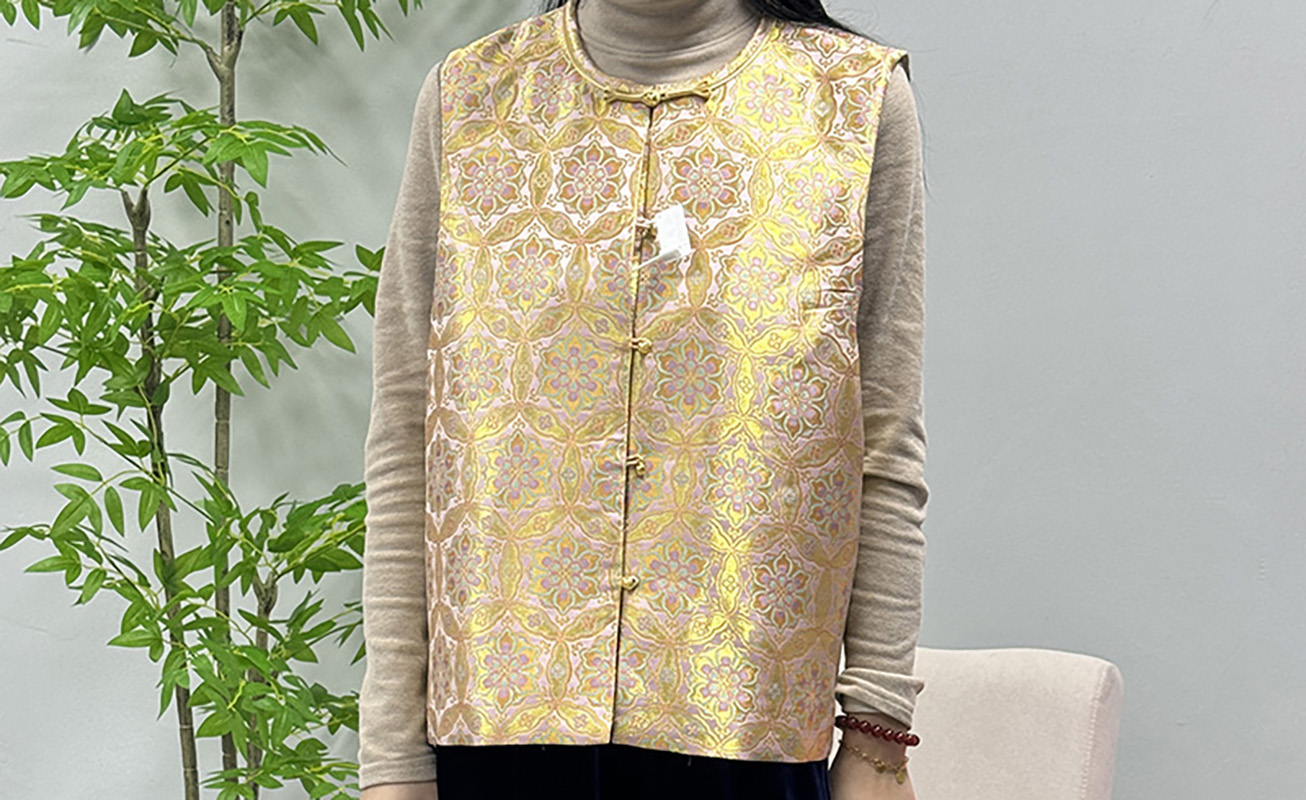 预锦丝韵100桑蚕丝一字扣宋锦敦煌宝相马甲