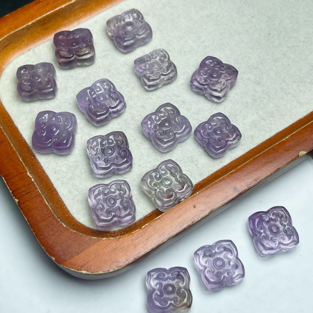 天然紫水晶四方如意配件diy手链项链小滴流（默认微瑕介意慎拍）