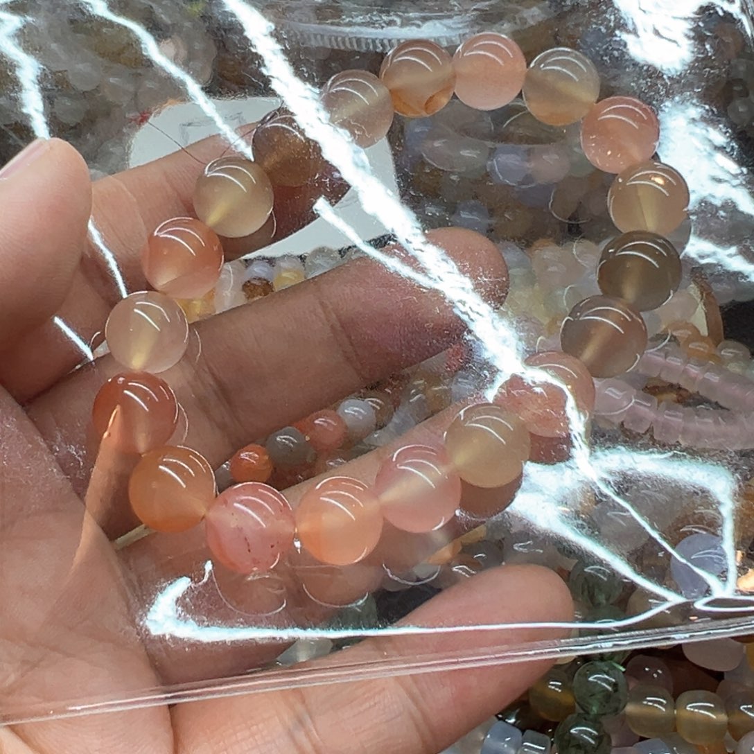 钞***票玛瑙/玉髓未镶嵌手链