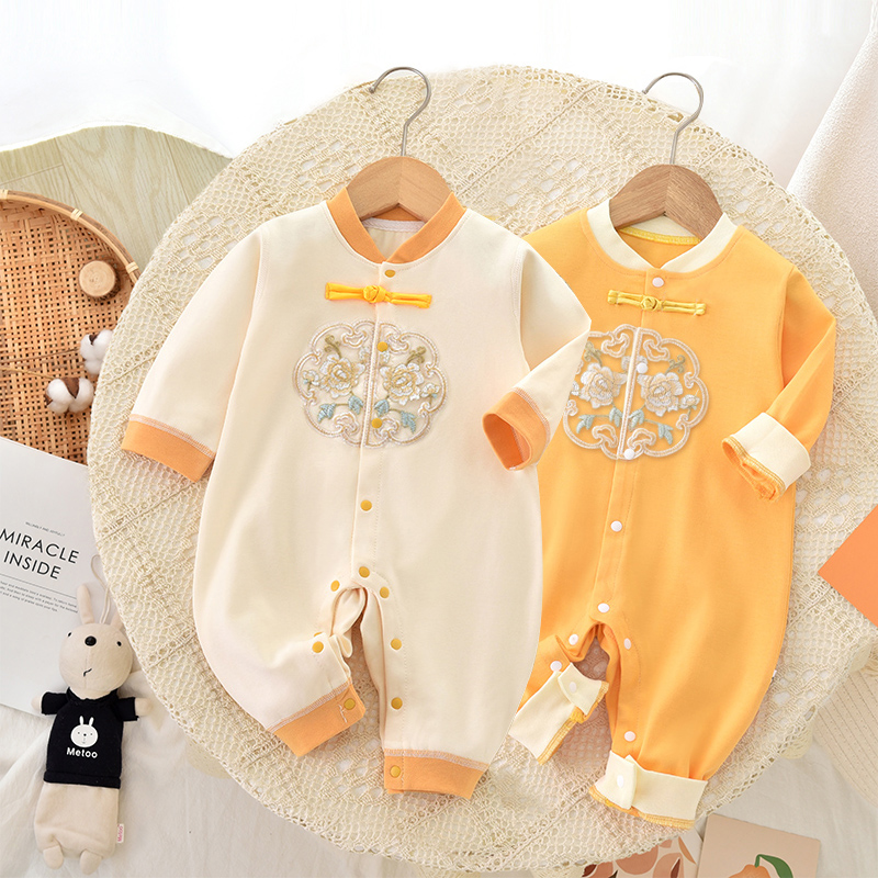【秋季新品】婴儿单层连体秋衣国潮哈衣新生幼儿爬服宝宝衣服春秋装