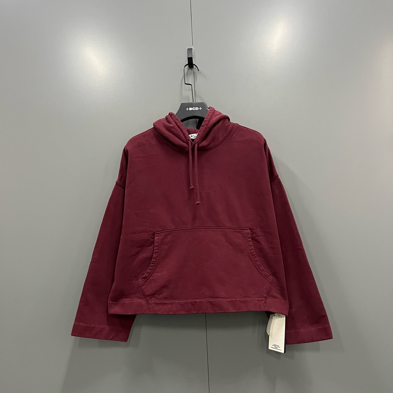 95新 maje (ll) Acne Studios 酒红色刺绣帽衫 L码/bc014160