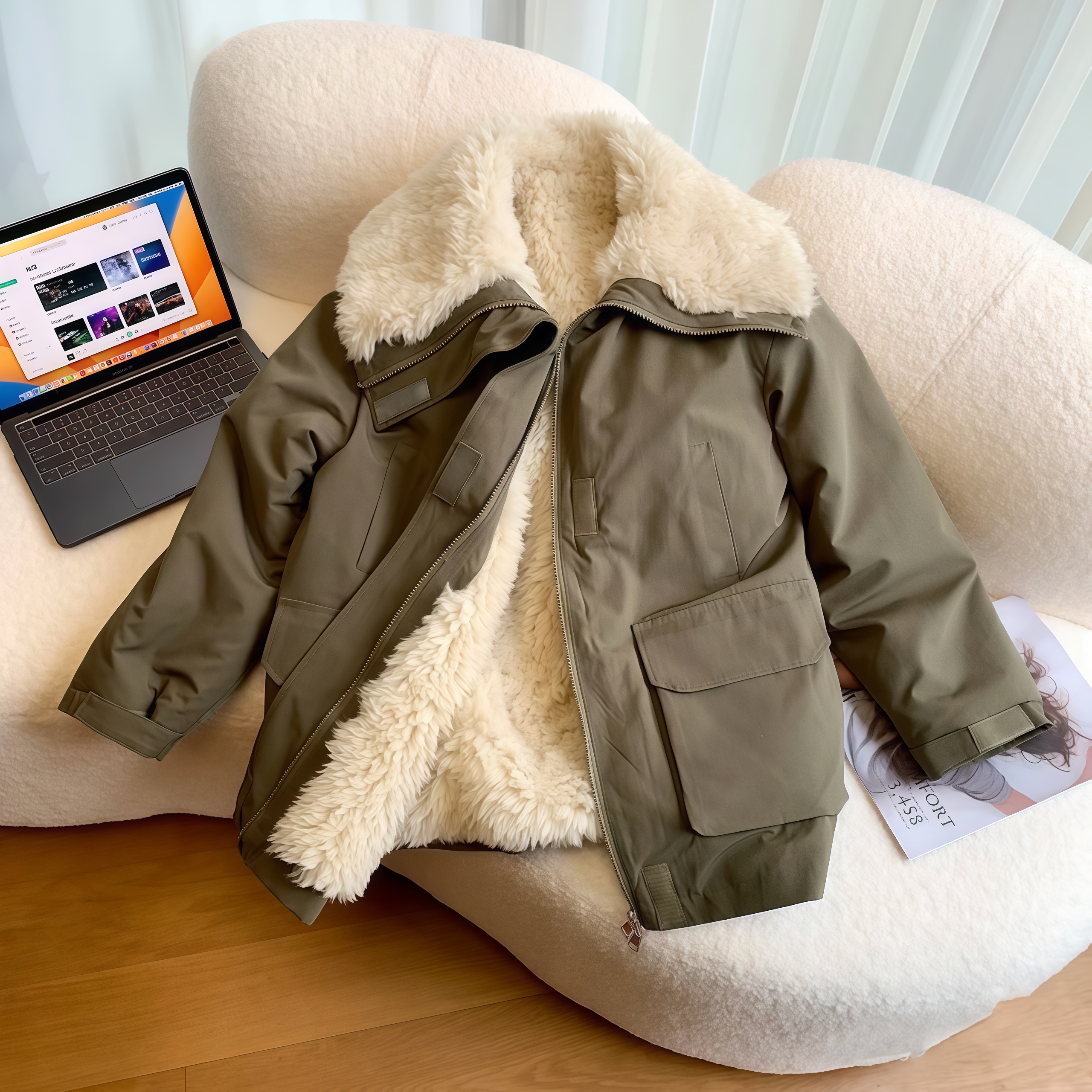 【赵露思同款】冬季一新款时尚百搭洋气加厚内里毛绒派克服25127