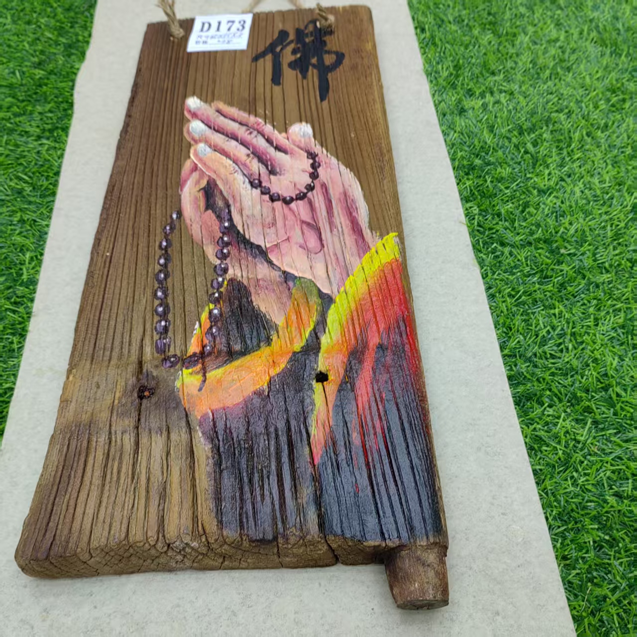 风化老榆木门板料实木板手工绘画