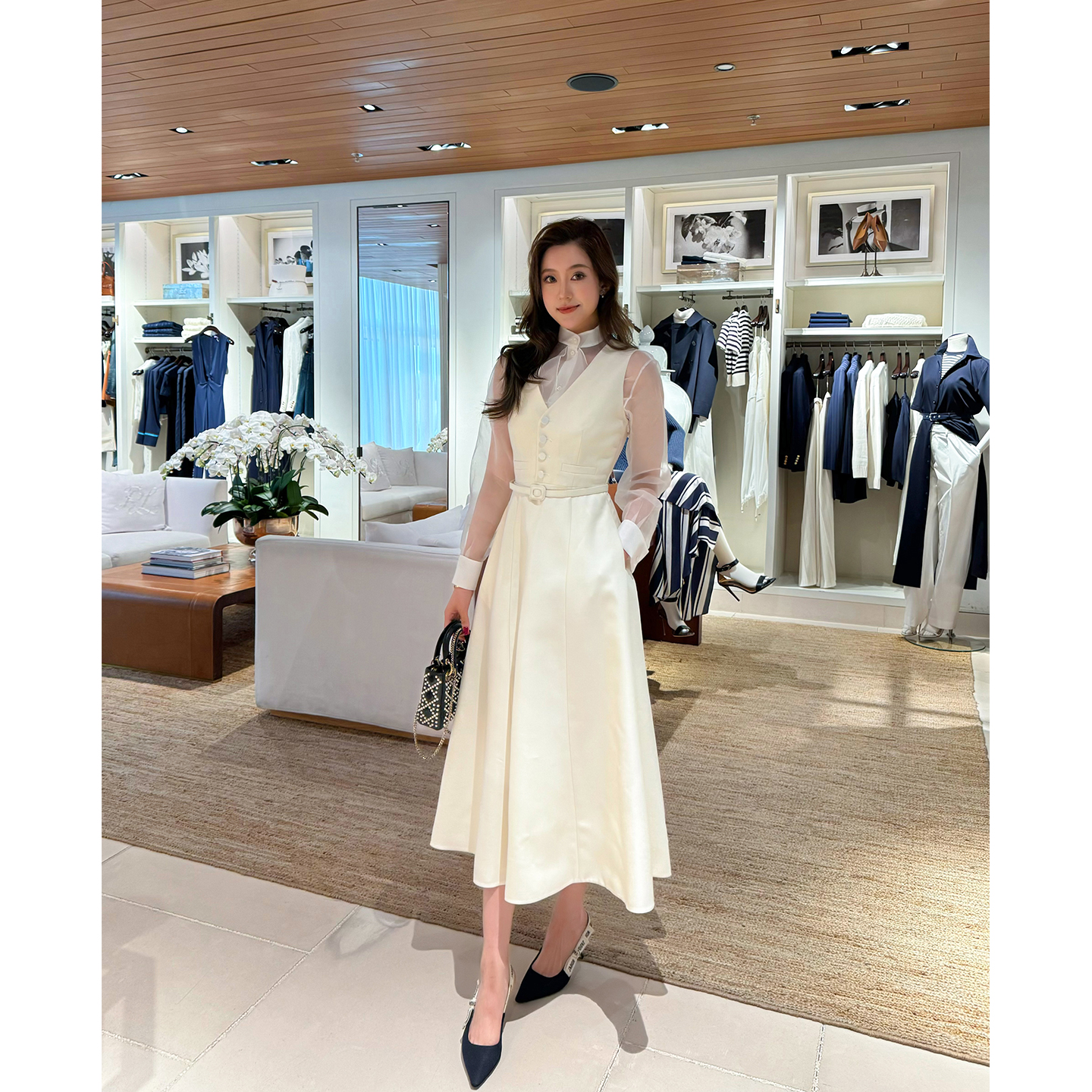 【琳媚】“连衣裙”法式优雅高奢V领羊毛无袖背心连衣裙