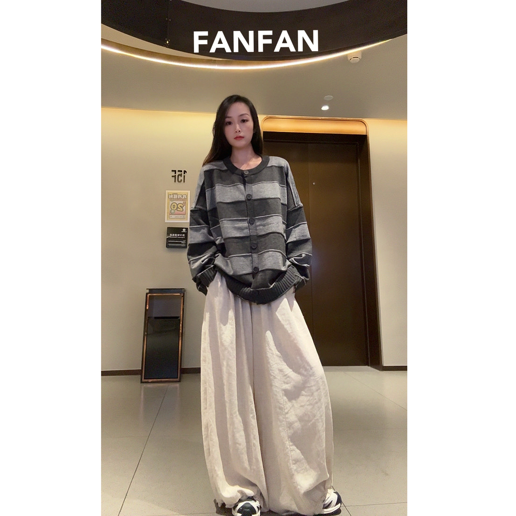 FFAN【条纹撞色】松弛感宽松慵懒开衫毛衣