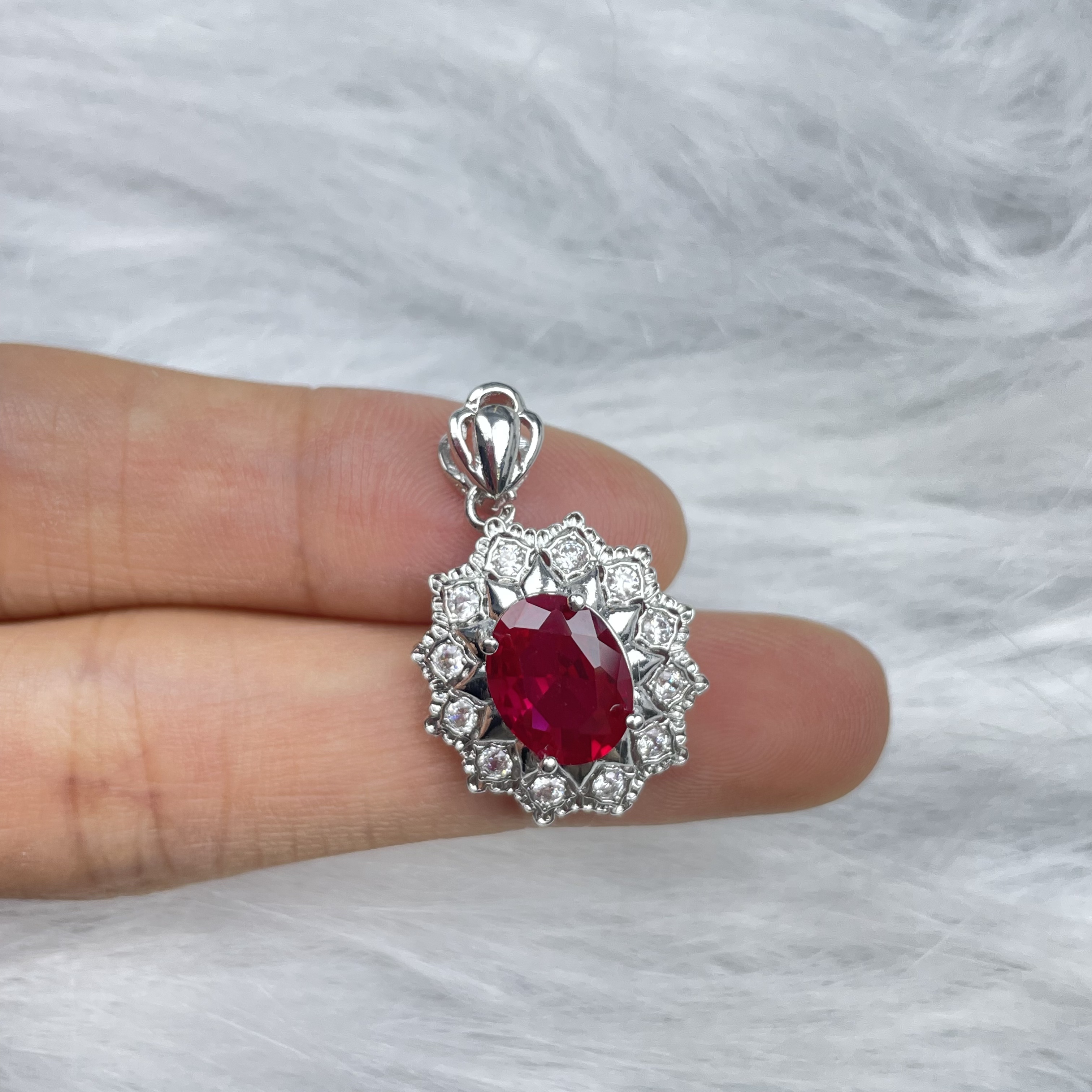 培育红宝石《合成》-大甥-红宝石热工合金吊坠2.7ct配链37