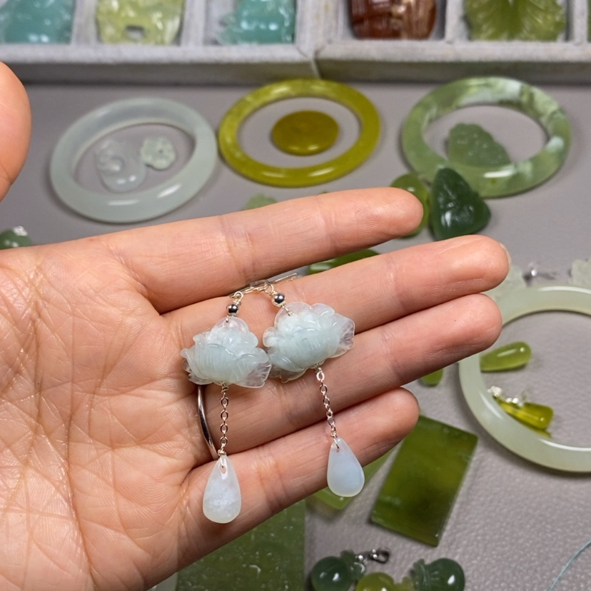 【闪购商品】蛇纹石玉未镶嵌挂件耳饰耳环项链