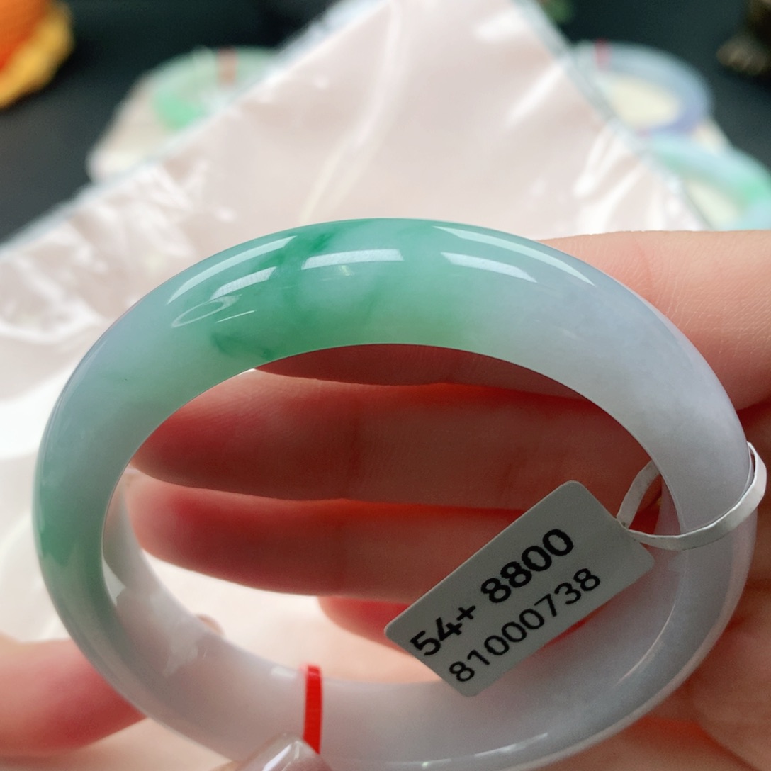 翡翠手镯未镶嵌54 55半山水飘花