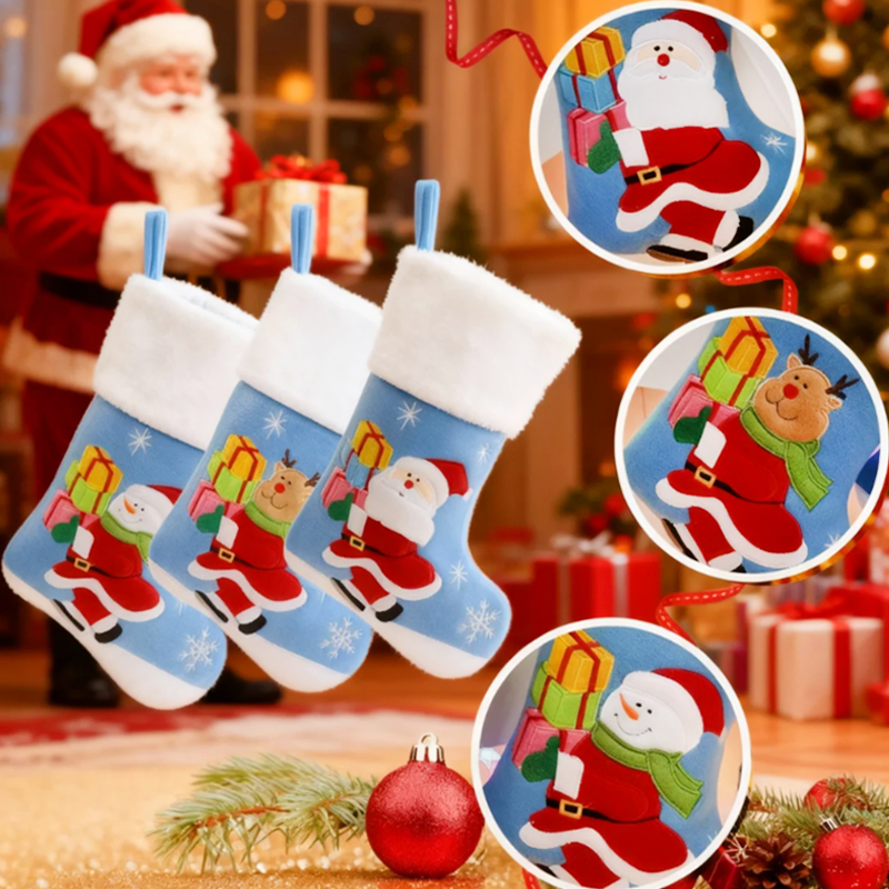 圣诞礼物圣诞袜子礼物袋大号毛绒圣诞节装饰儿童糖果袋圣诞礼物