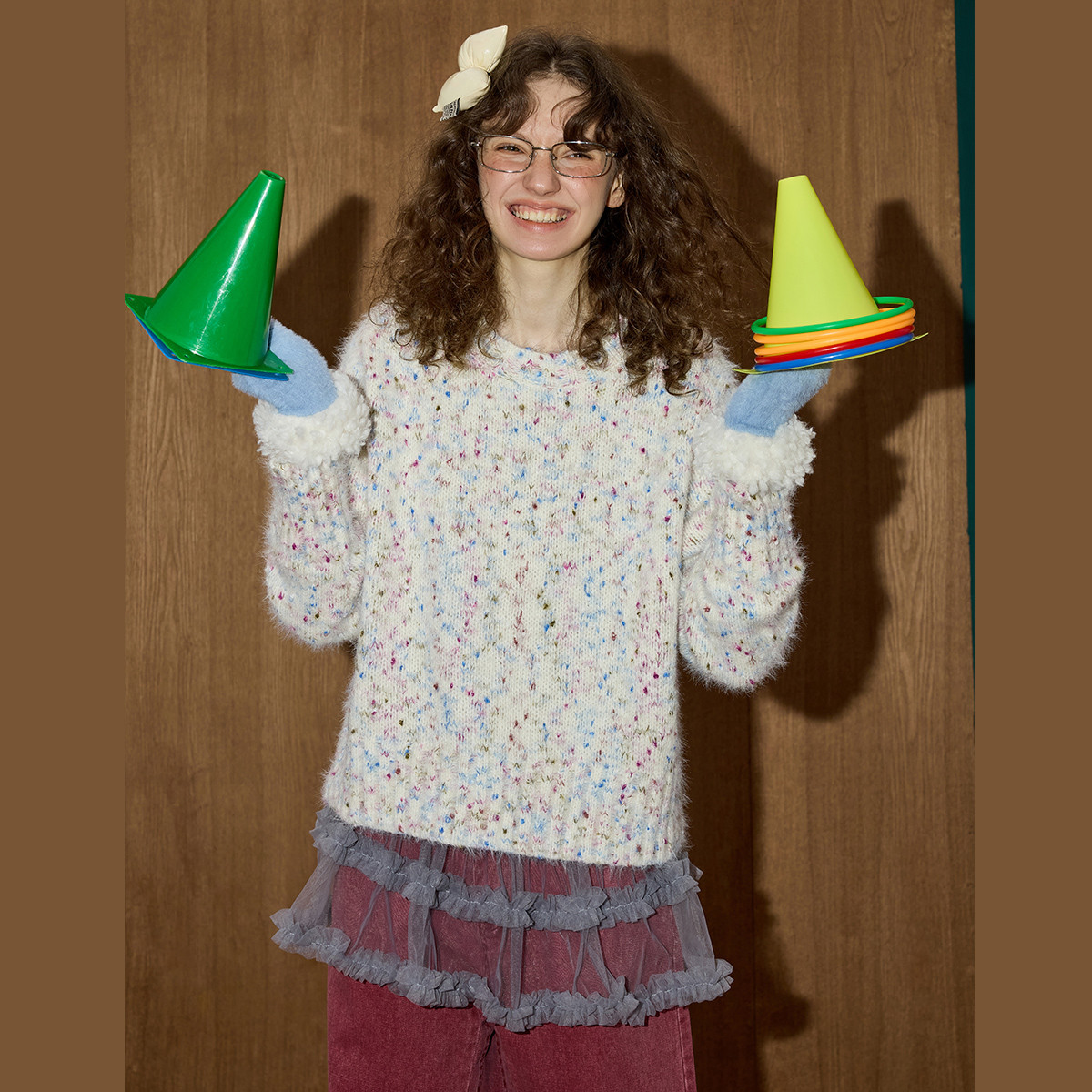 Coolhut【云C专属】慵懒软糯彩点圆领高级感套头毛衣CSDM0412