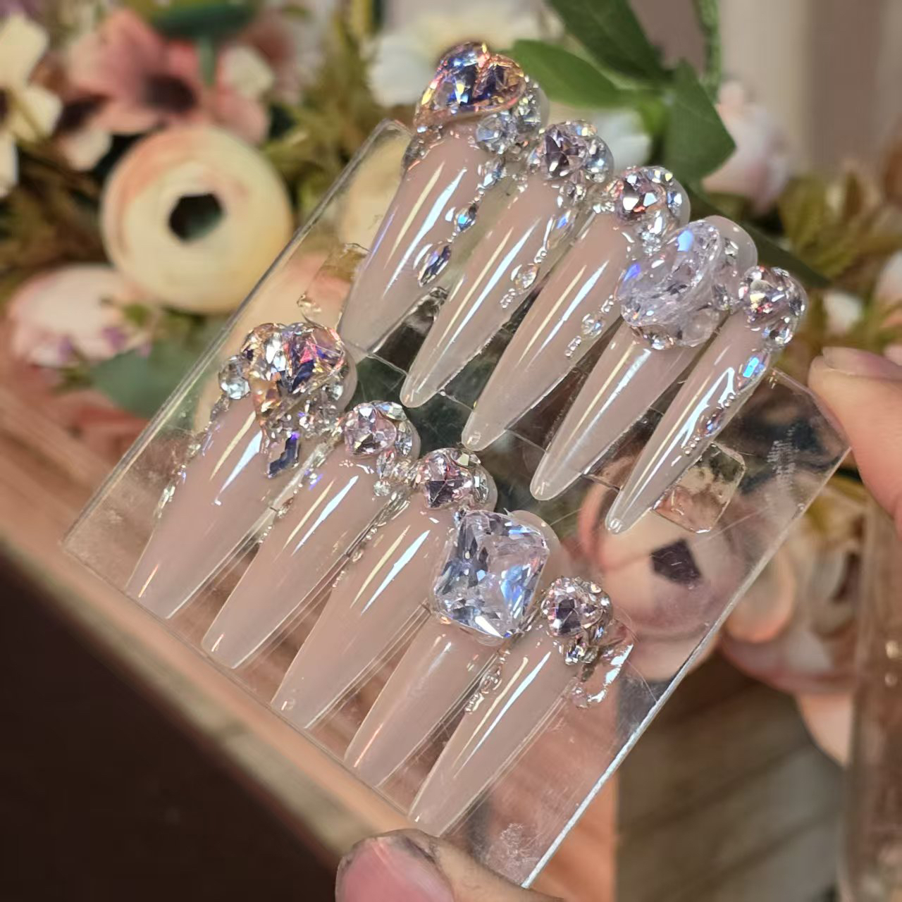 春雨淅淅丶508月光+锆石(施华洛)国版丶奥杰丶手工穿戴甲