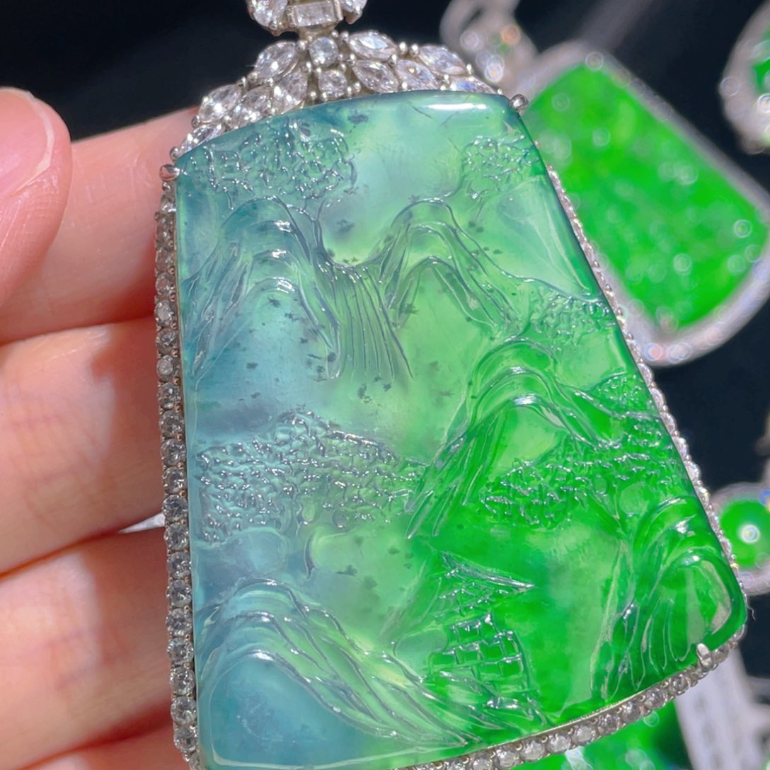 翡翠吊坠(不含链)银S925镶嵌