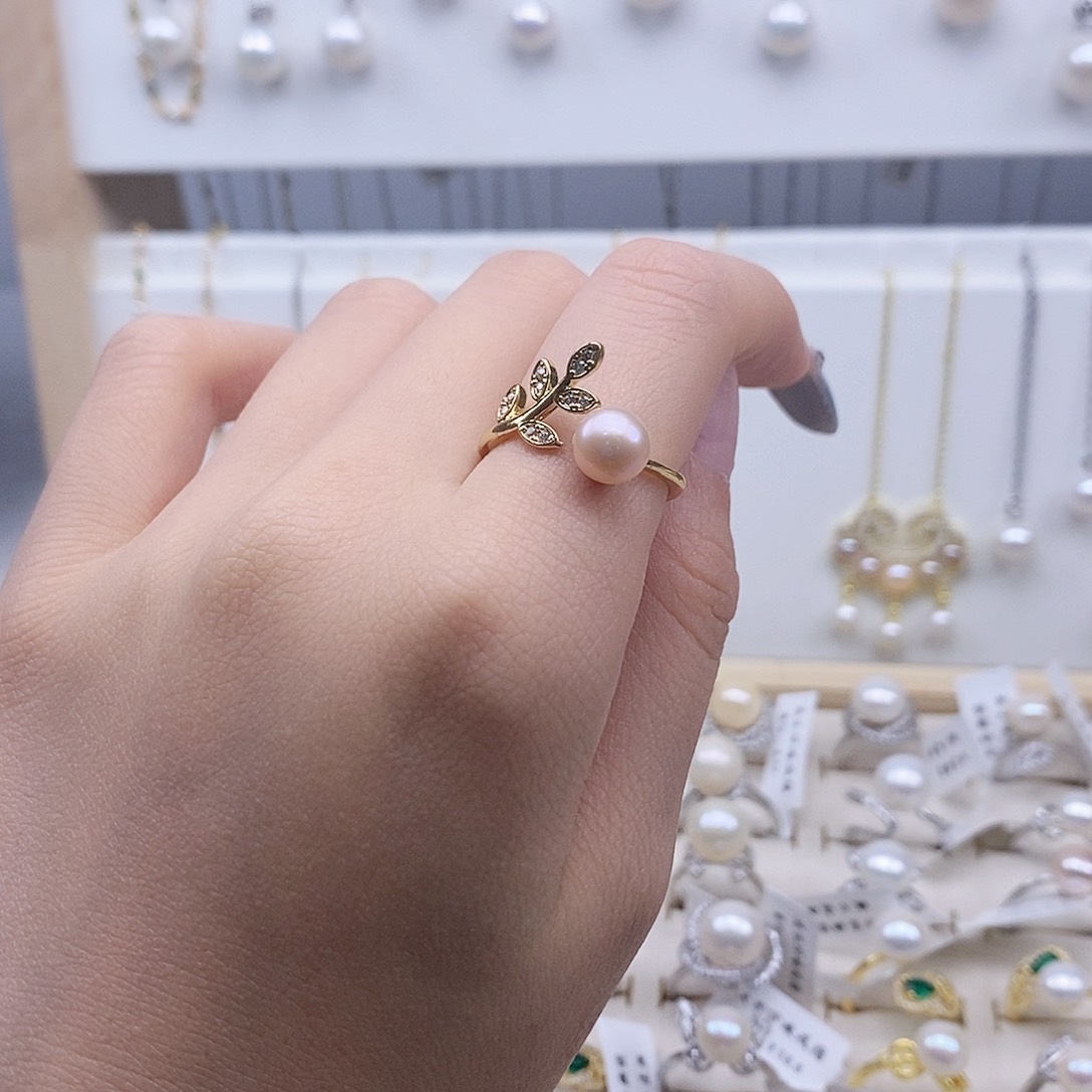 戒指银S925镶嵌淡水珍珠