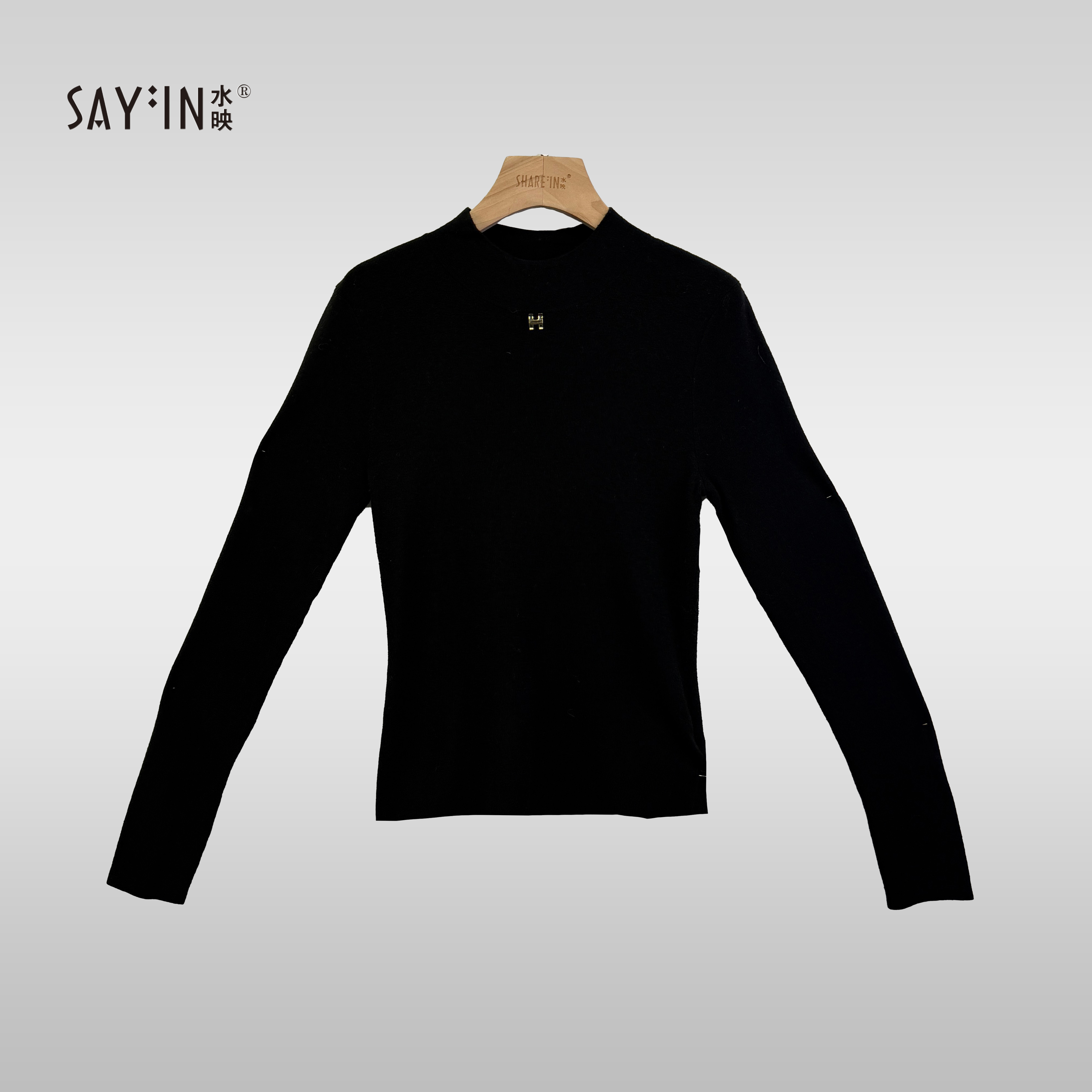 sayin/水映【针织衫】经典款修身半高领毛衣羊毛衫 s9519