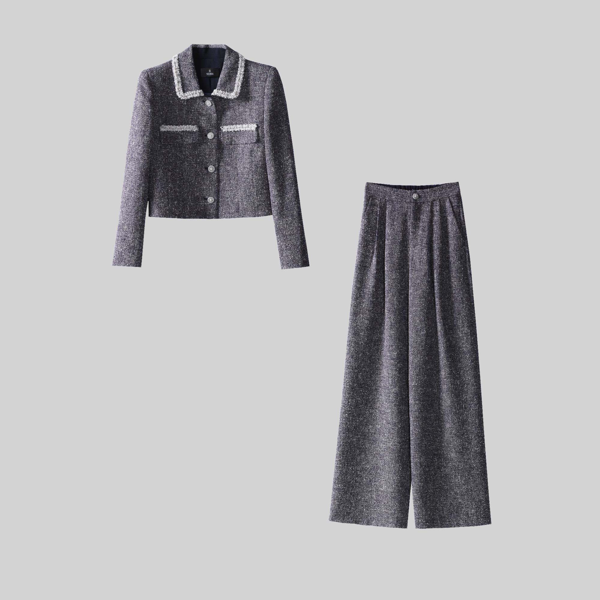 〈纪朵研〉1264时尚气质复古法式套装休闲两件套