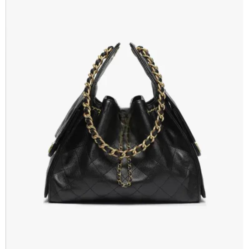 【丽姐】轻奢豪华时尚潮流女士黑色鱼子酱25hobo单肩百搭斜挎菱格包