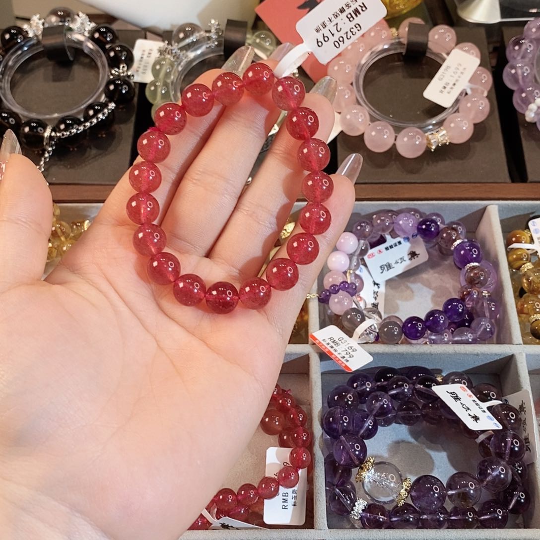 石英质玉手串未镶嵌G3260单圈颜色微差