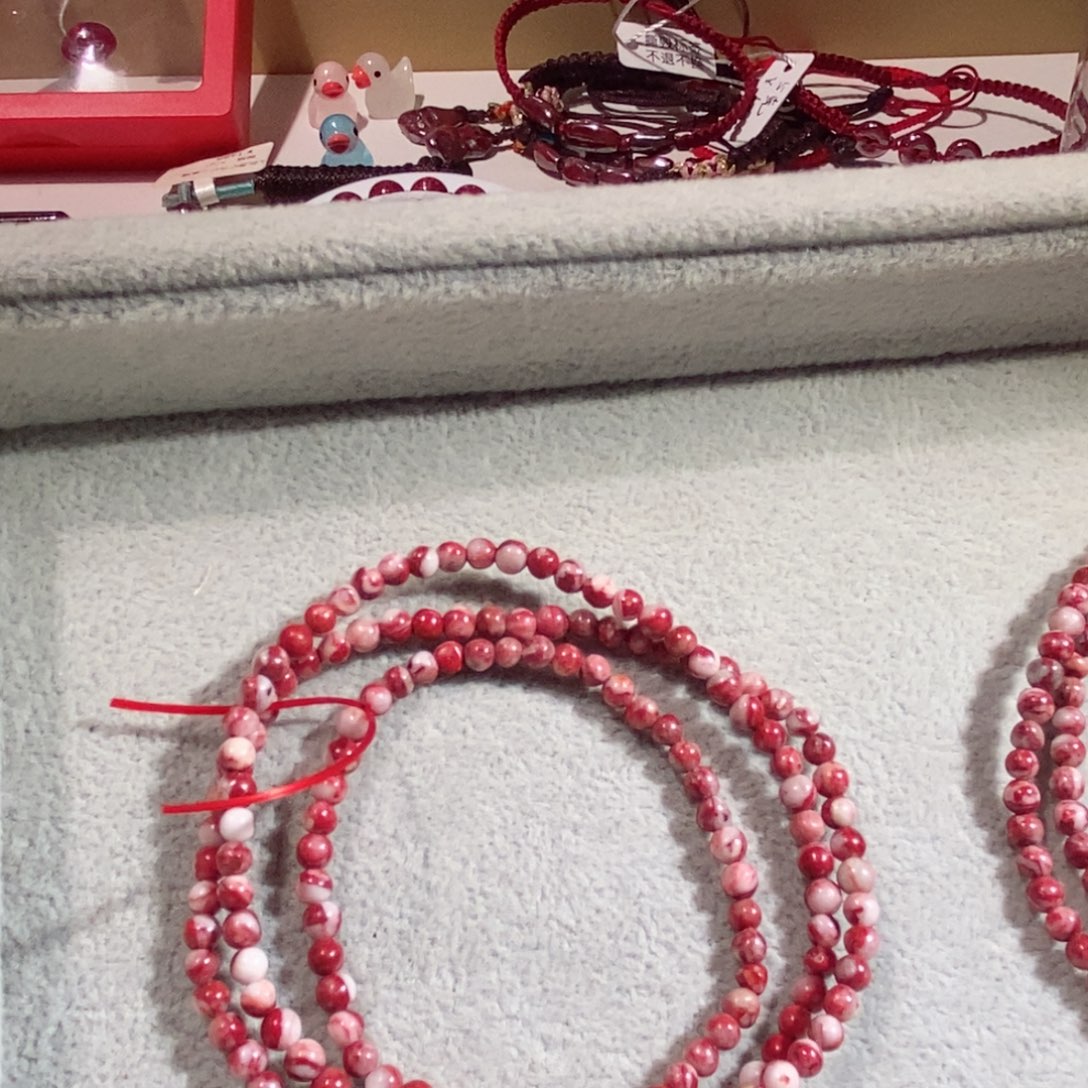 天然辰砂原石小米珠多圈