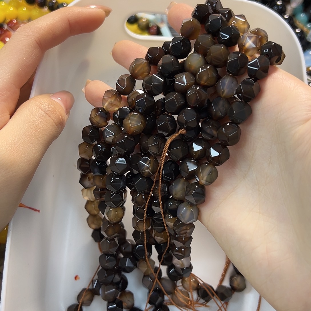 玛瑙/玉髓合金珠宝半成品咖色玛瑙一条