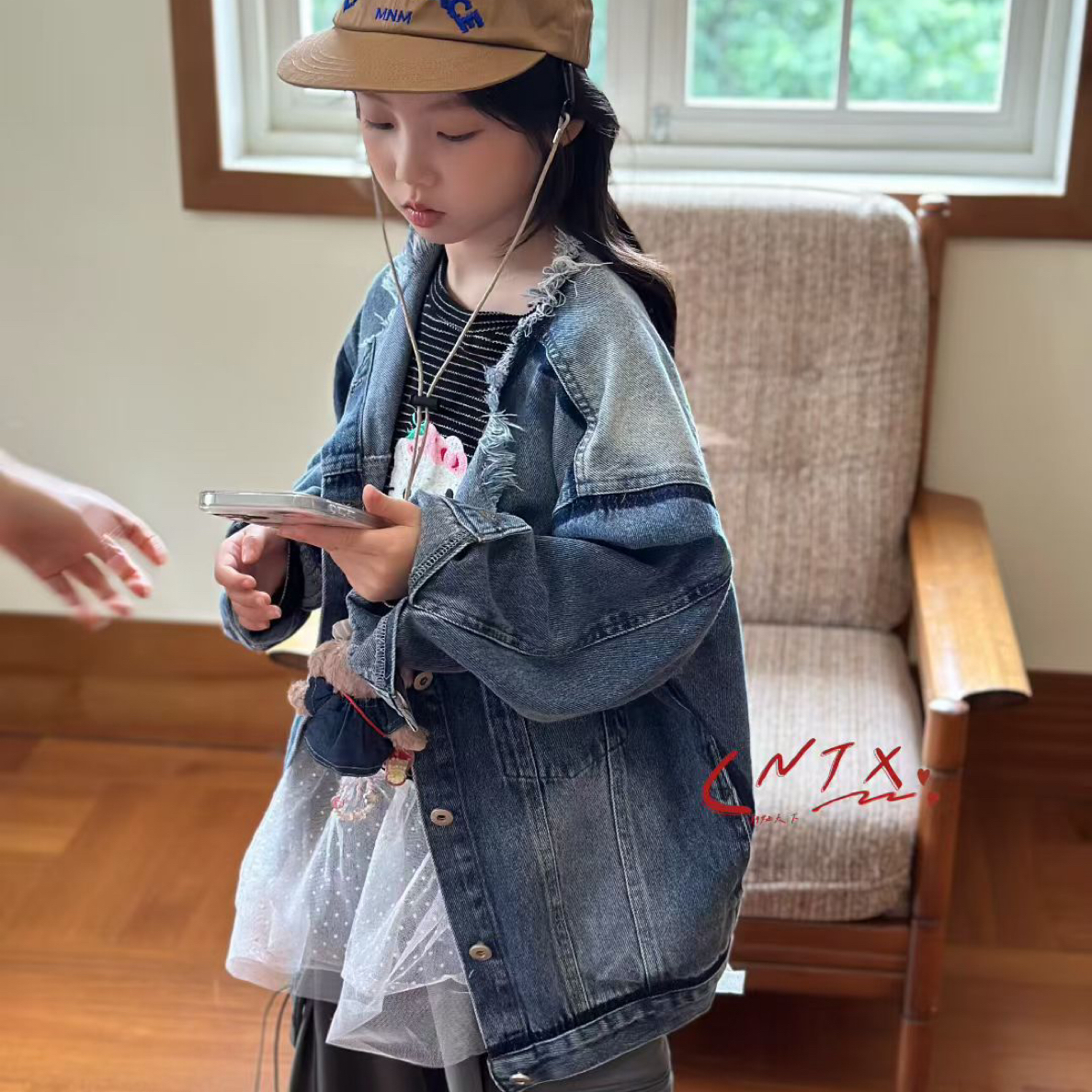【潮妞牛仔外套】蒙蒙潮童2025秋款新品中大童潮酷牛仔外套女童时尚