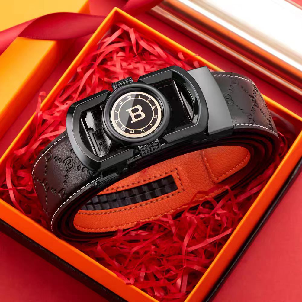 男士2025新款黑色钟表B腰带高档时尚百搭男款