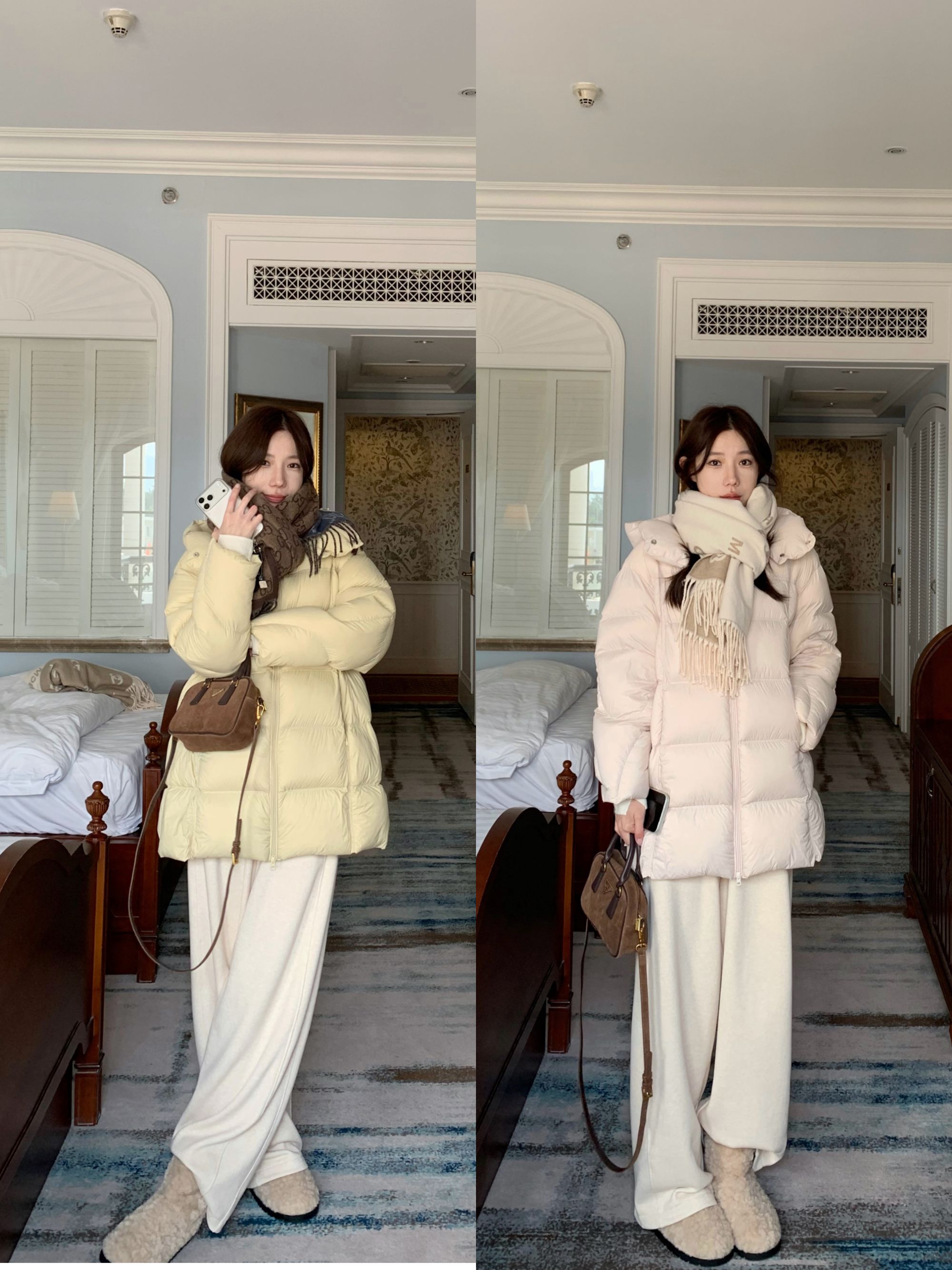 暖冬/新国标90白鸭绒中长款双色连帽泡芙羽绒服可溯源