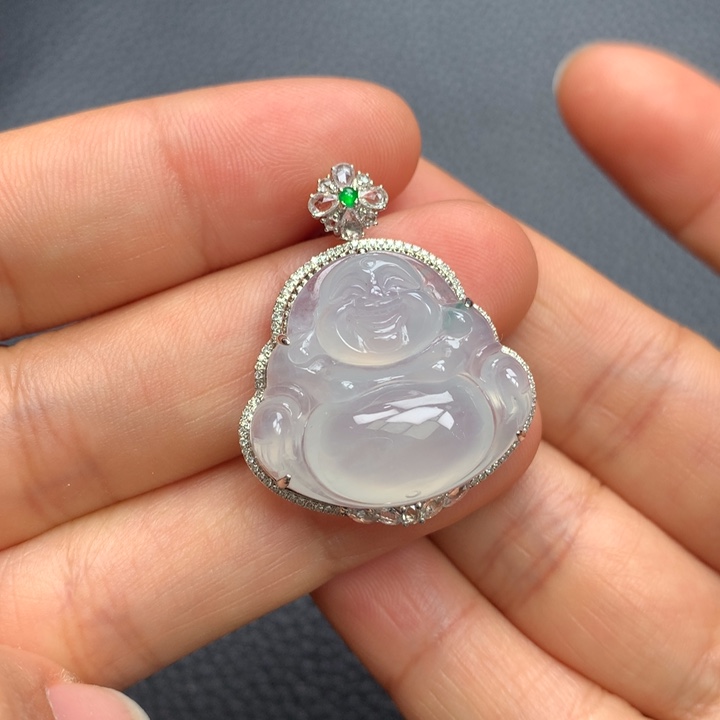 翡翠吊坠(不含链)18K金镶嵌