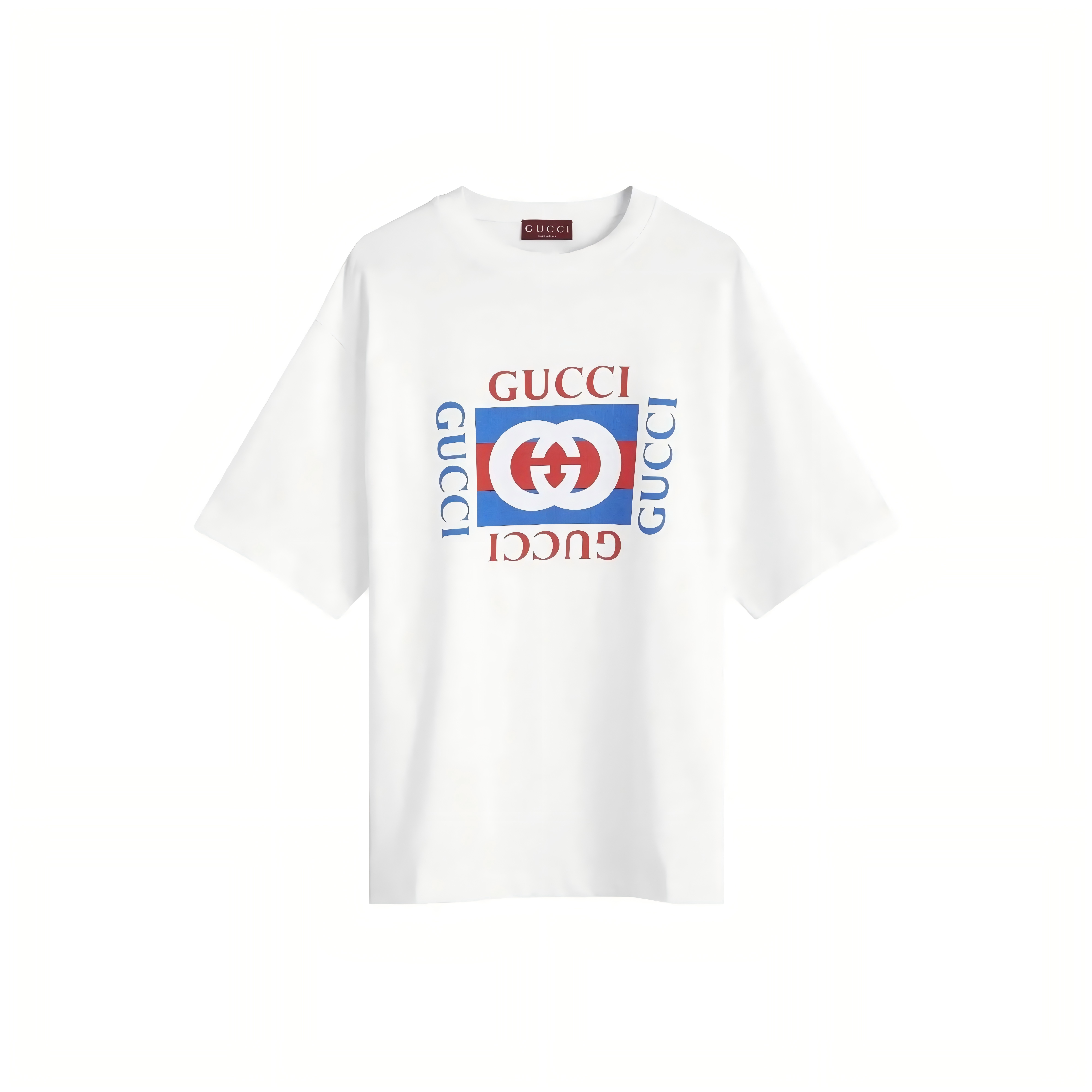 GUCCI古驰 Lido系列 字母 Logo印花圆领直筒短袖T恤 男款 白色