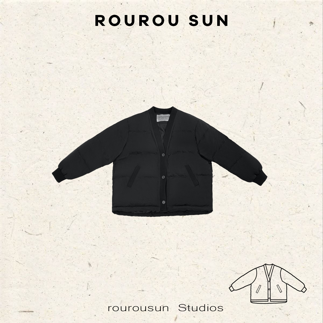 29731早秋款女装日系棉衣女冬季保暖宽松休闲廓形无领道袍棉服外