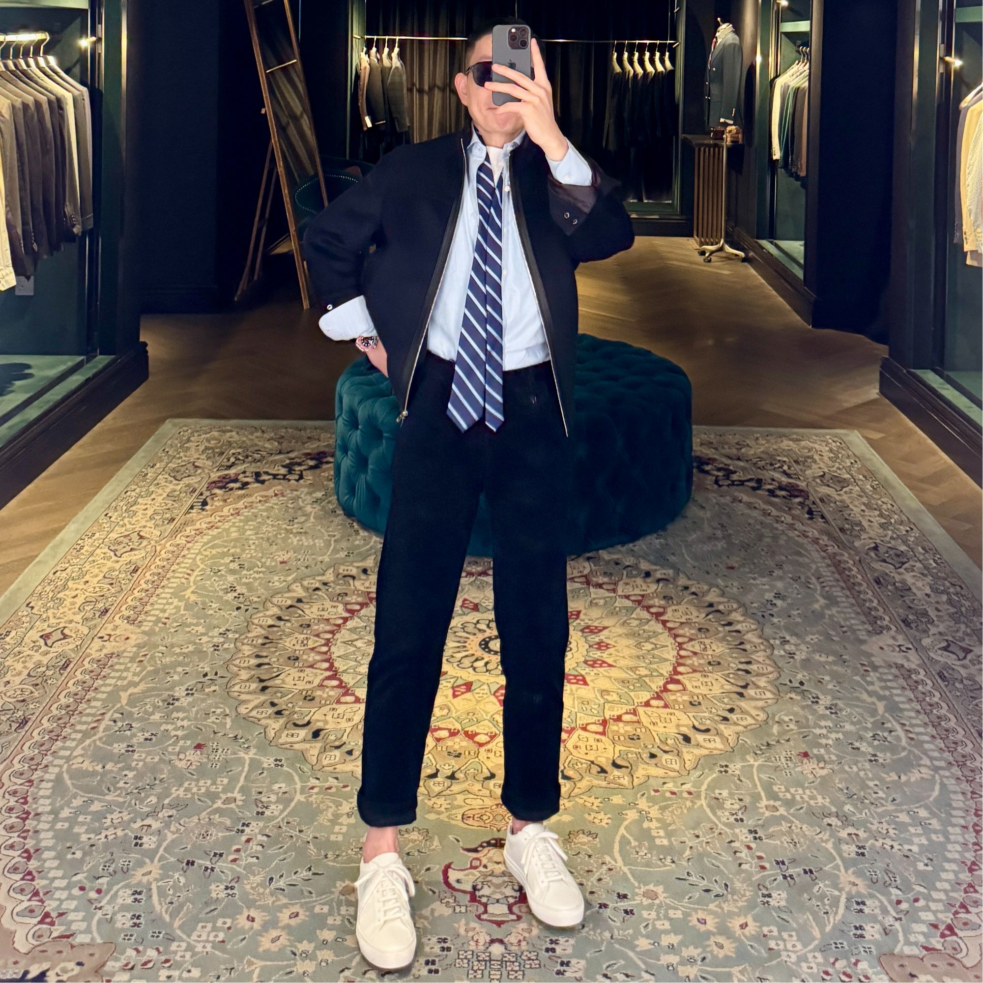 DIERTUUO迪途-68091男士秋季百搭拉链休闲简约立领藏青色夹克外套