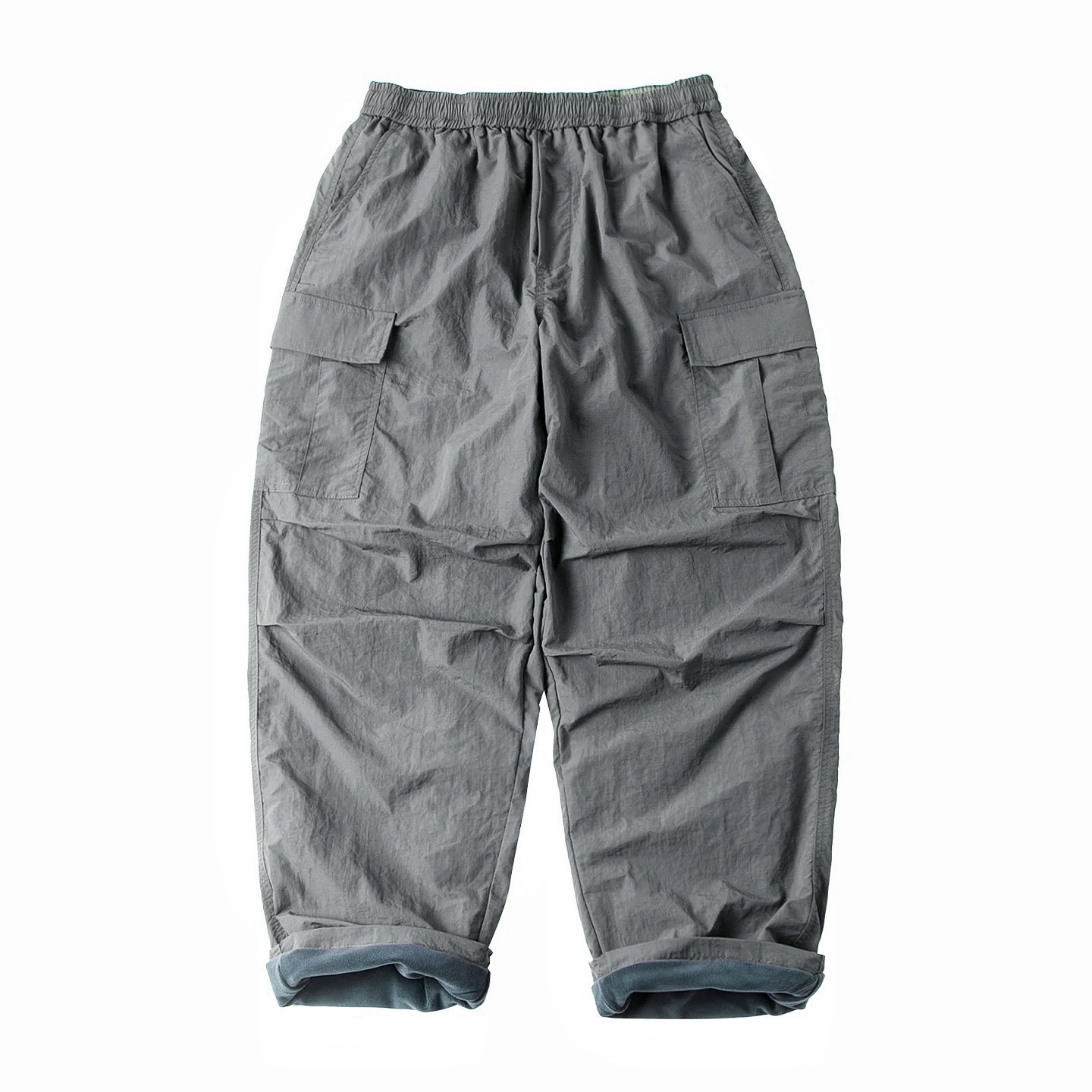 日系宽松阔腿多口袋加绒工装裤男抗皱百搭休闲长裤