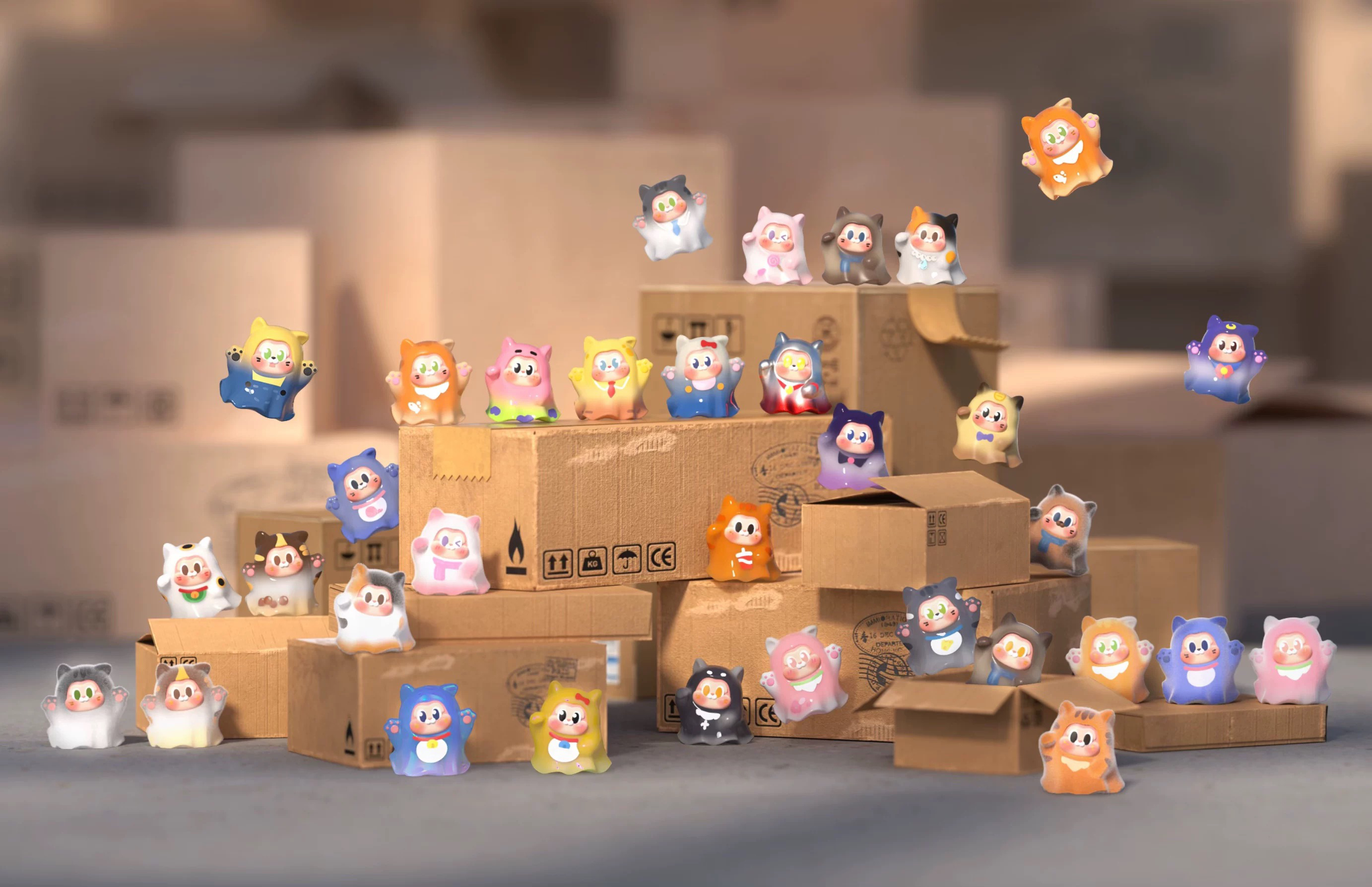 【白雪拆盒】THE SLLO领养幽灵喵系列萌粒盲盒摆件手办礼物玩具公仔