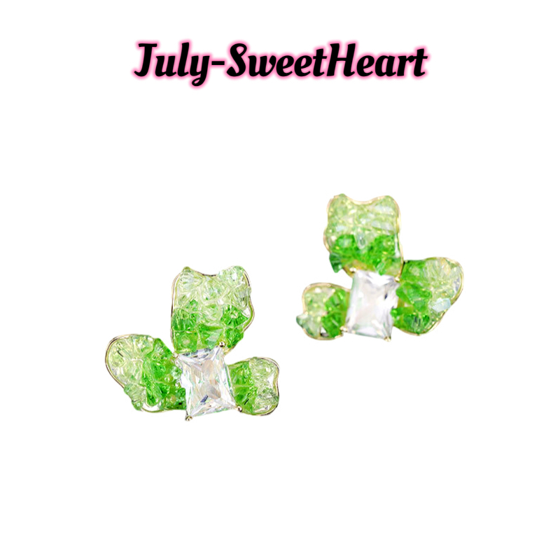 铜合金耳饰 JS设计师品牌渐变绿色耳钉