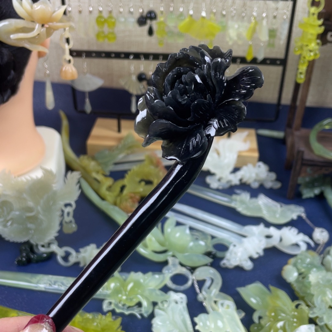 蛇纹石玉发饰未镶嵌