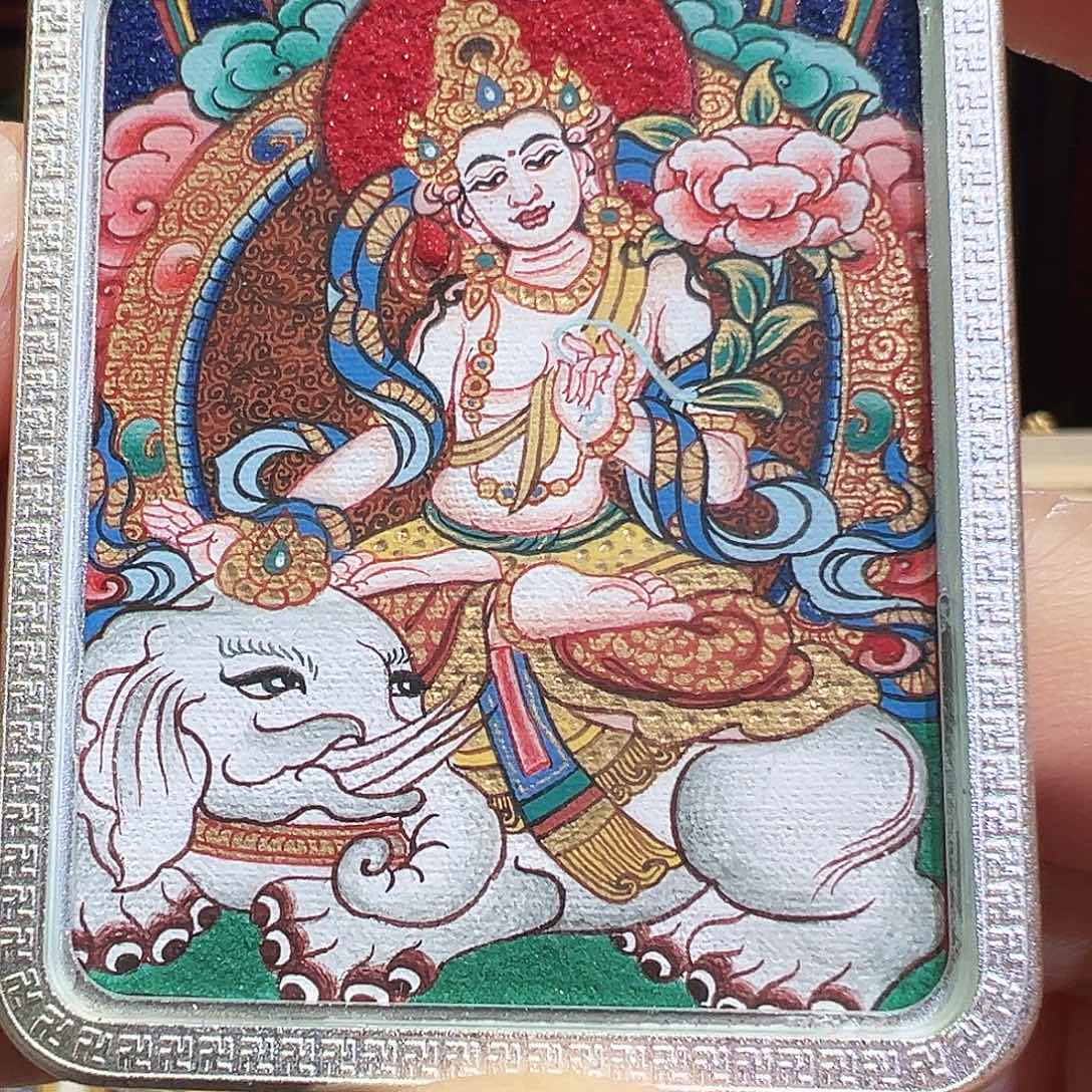 吊坠手绘热贡唐卡普贤菩萨